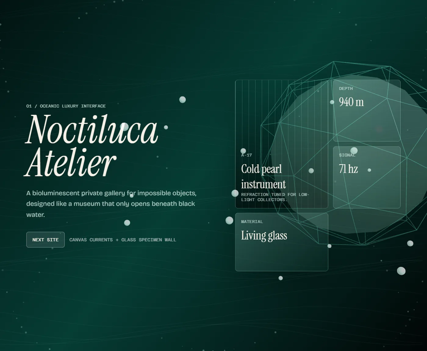Noctiluca Atelier oceanic luxury interface concept