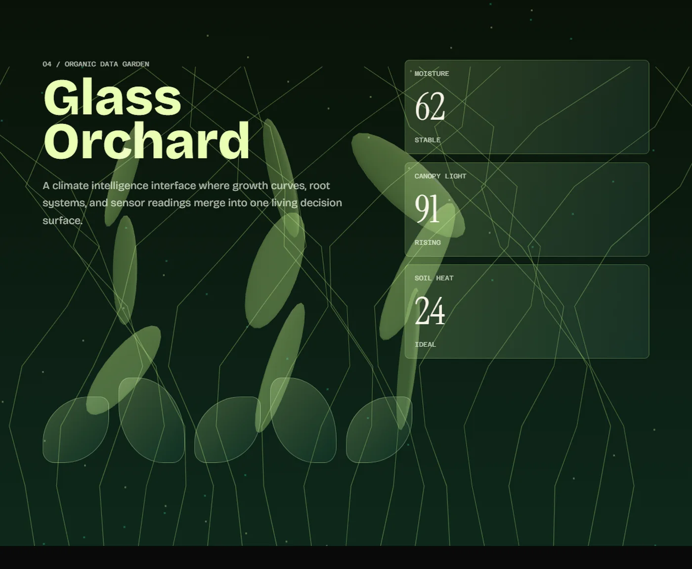 Glass Orchard organic data dashboard concept