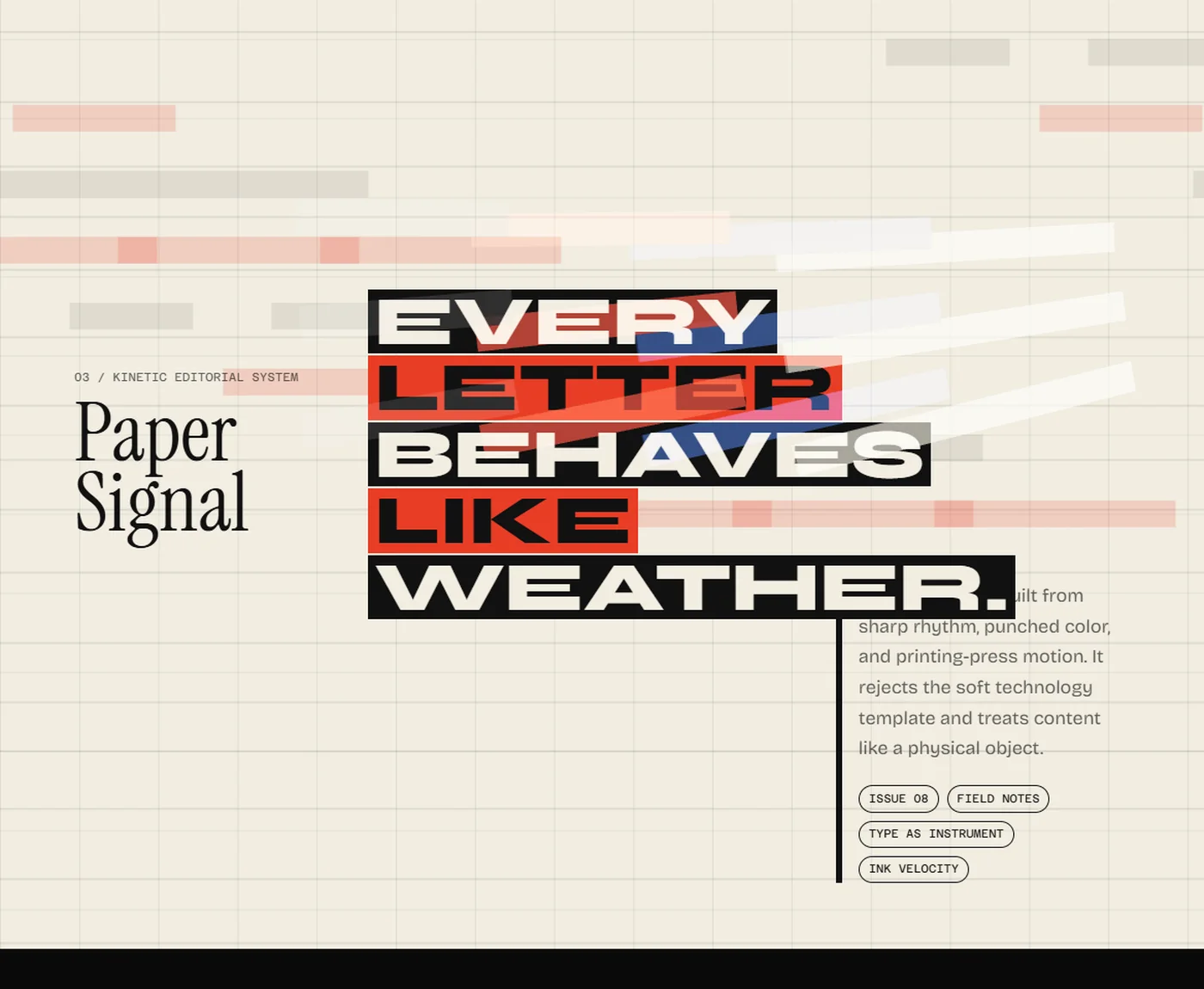 Paper Signal kinetic editorial website concept